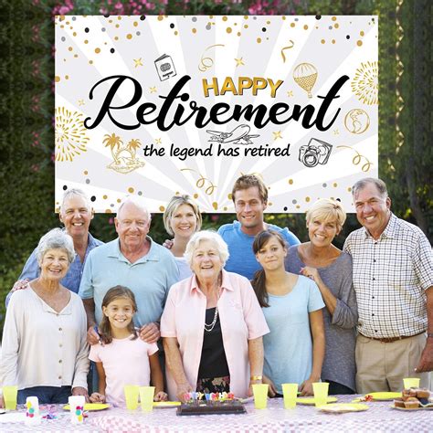 Buy Happy Retirement Party Decorations Extra Large Fabric Black Gold
