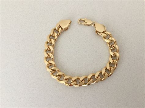 Thick Gold Bracelet 11mm Curb Link Chain Large Chunky Miami Etsy