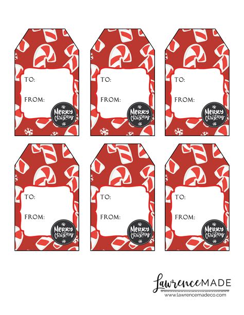 These labels make great personalized gifts, as bridal shower favors. Free Printable Santa and Candy Cane Gift Tags - Lawrence Made