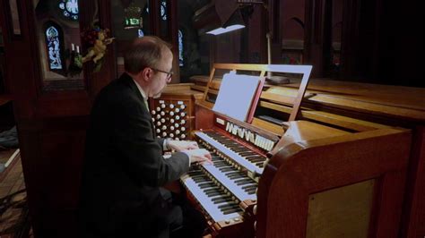 Organist Mark Dwyer Plays Hymn Tune Kingsfold On Pipe Organ At Church