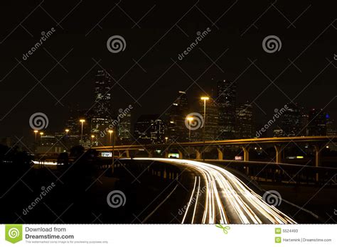 Interstate Highways And Downtown City At Night Stock Image Image Of