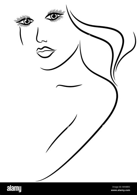 Abstract Female Portrait Hand Drawing Vector Outline Stock Vector