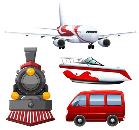 Four types of transportations 303353 Vector Art at Vecteezy