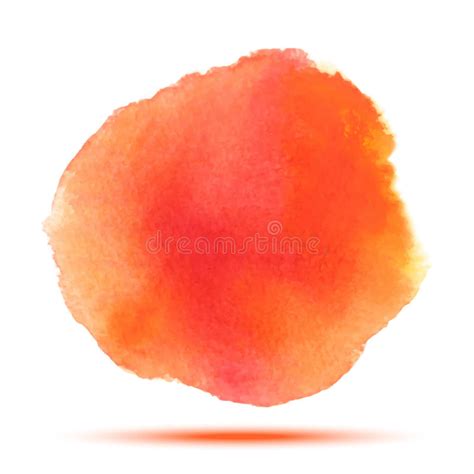 Bright Red Orange Watercolor Vector Circle Stain On White Background