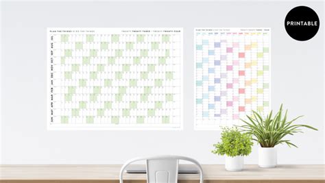 Printable Wall Calendars Instant Download Plan The Things