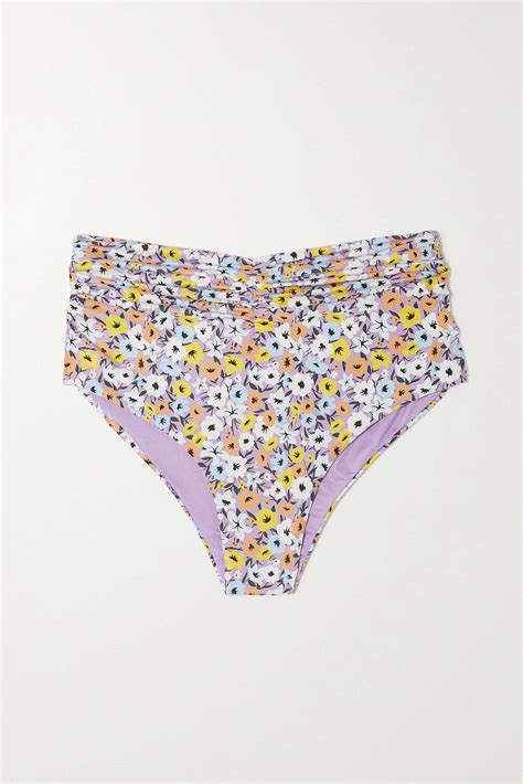 Agua By Agua Bendita Vaiven Ruched Floral Print Recycled Bikini Bottoms