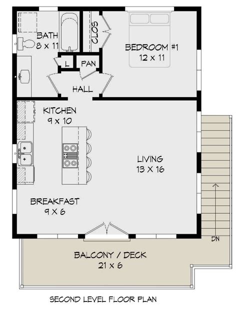 Modern Plan 650 Square Feet 1 Bedroom 1 Bathroom 940 00198