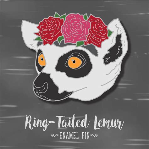 Ring Tailed Lemur Silver Plated Hard Enamel Charity Pin By
