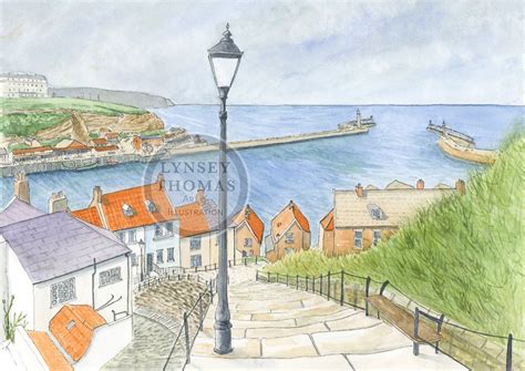 Whitby 199 Steps Giclée Watercolour Print North Yorkshire Etsy