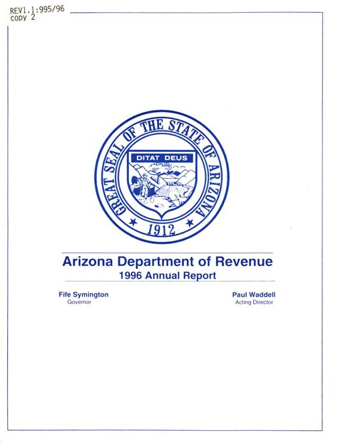 1996 Annual Report Of The Arizona Department Of Revenue Arizona