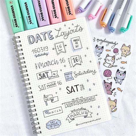 New Date Headers Layouts That You Can Use In Your Bullet Journal Or