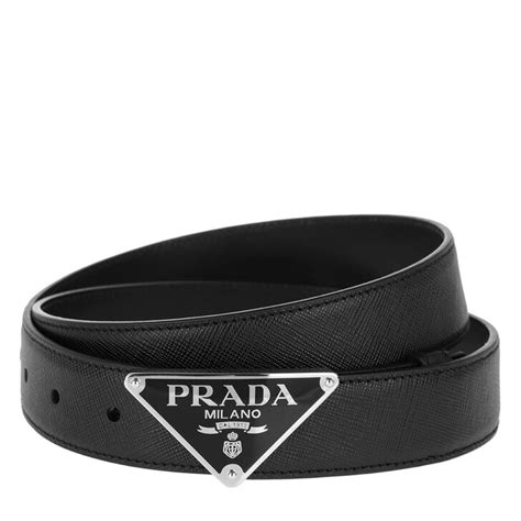 Prada Logo Buckle Belt Black In Black Fashionette