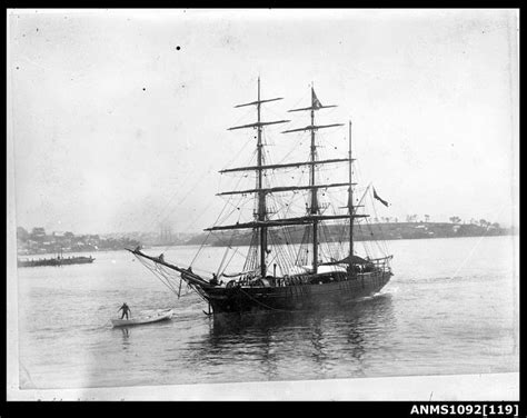 Three Masted Barque Possibly John Williams With Sails Furled