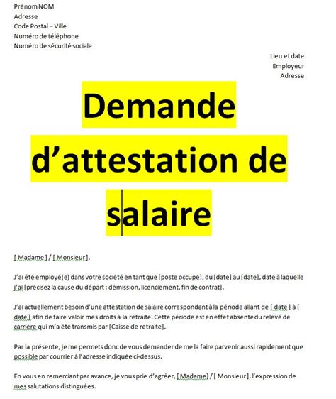 Exemples De Demandes Attestation De Travail Word Cours Génie Civil