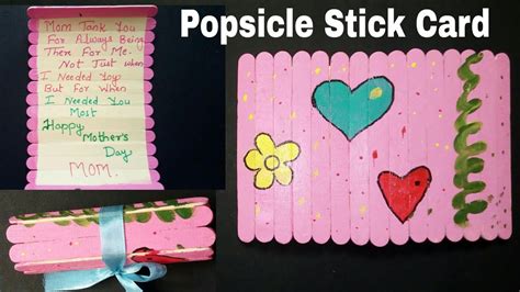 Handmade Popsicle Stick Card For Mothers Day Popsicle Stick Card For