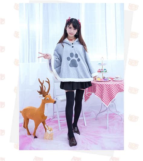 Neko Atsume Cute Cat Backyard Anime Kawaii Warm Cotton Cloak Sweater