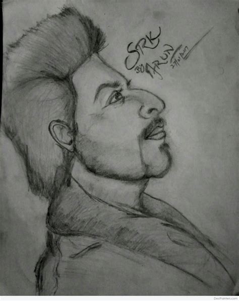 Pencil Sketch Of Shahrukh Khan Desi Painters