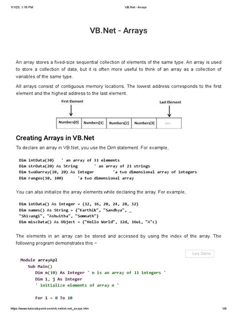 Visual Basic Arrays Pdf Array Data Structure Array Data Type