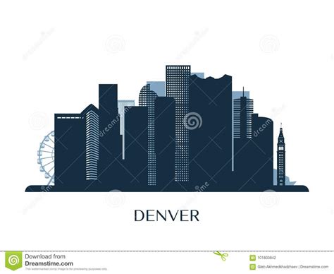 Denver Skyline Monochrome Silhouette Stock Vector Illustration Of