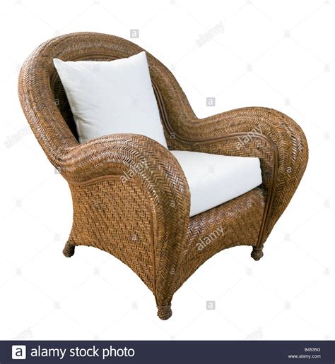 Patio chair with cushions wicker lane frame color: A large wicker chair with white cushions Stock Photo - Alamy