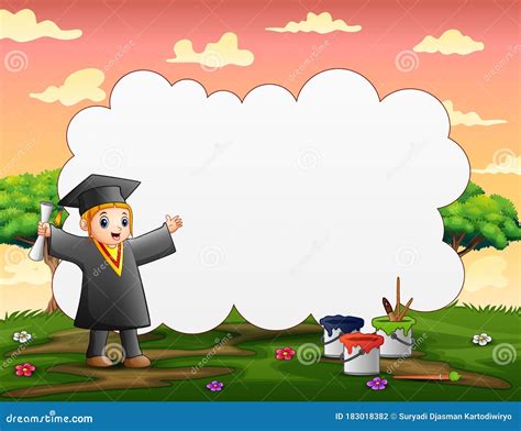Border Template With Happy Graduating Child Stock Vector Illustration