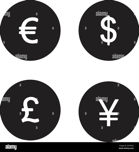 Currency Symbols Black Icons Set Stock Vector Image And Art Alamy