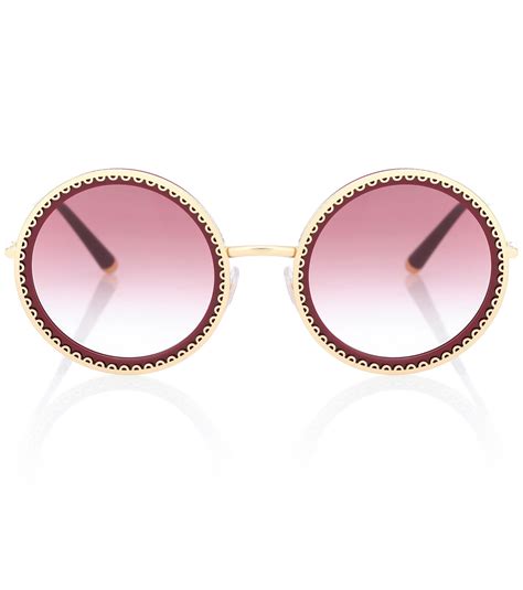 Dolce And Gabbana Lace Round Sunglasses In Pink Lyst