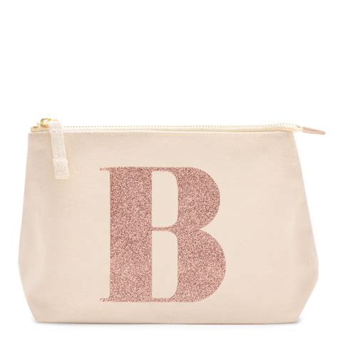 Alphabet Bags Rose Gold Glitter Initial Makeup Bag Letter B Beautylish