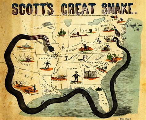 Civil War Map Scotts Great Snake 1861 Painting By Motionage Designs