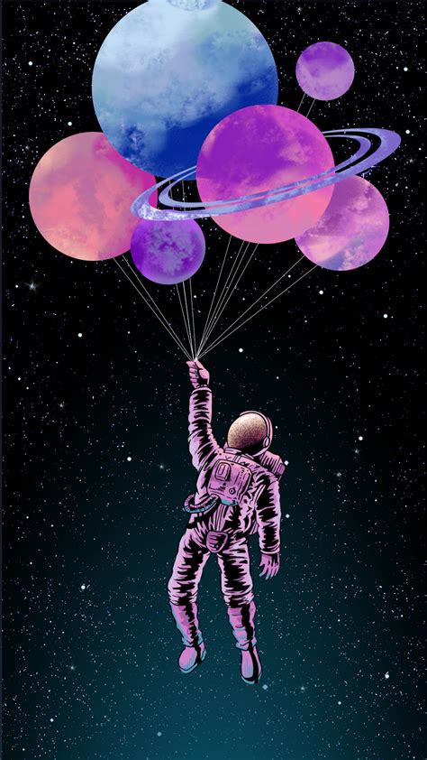 Wallpaper Planetas Balões By Gocase Astronaut Wallpaper Wallpaper