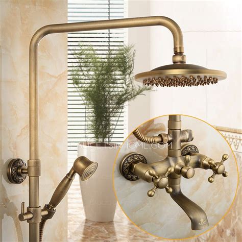 Vintage Copper Top And Hand Bathroom Shower Faucet System Outdoor