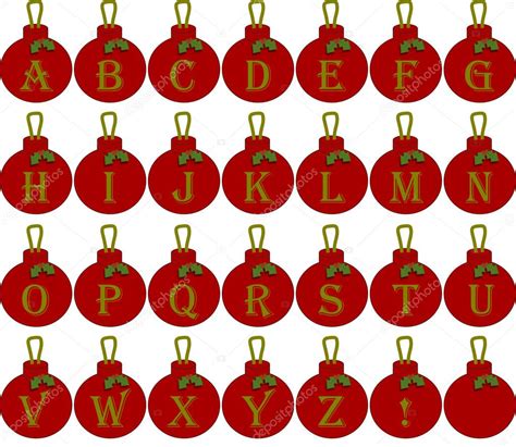 Alphabet Christmas Baubles In Red With Gold Text — Stock Photo © Emmie