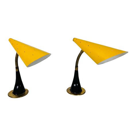 French Mid Century Modern Brass Table Lamps Pair 1960s For Sale At