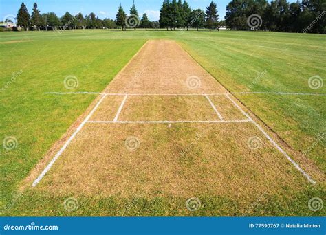 Cricket Pitch With Wicket And Stumps Royalty Free Stock Image