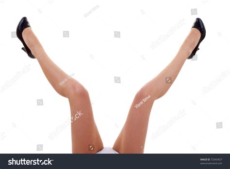 Picture Of A Woman S Open Legs Over White Stock Photo 72543427