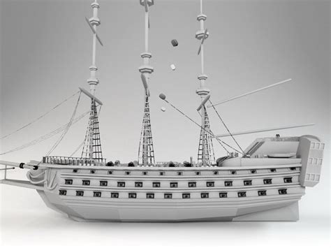 17th Century Warship 3d Model Objectmaya Files Free
