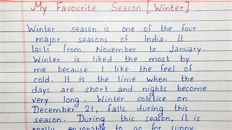 Write A Short Essay On My Favourite Season Essay Writing English