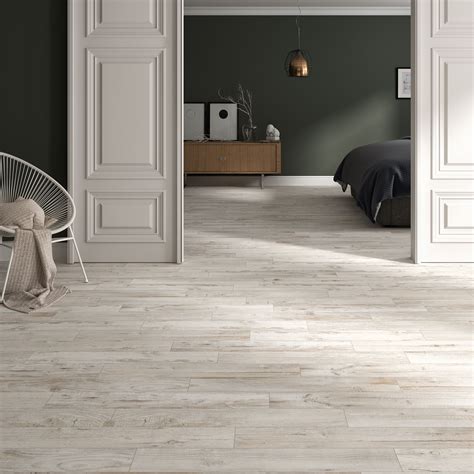 Hardwood White Wood Effect Anti Slip Porcelain Floor Tiles
