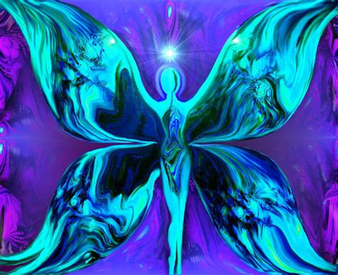 Butterfly Angel Print Blue Wall Decor Reiki Energy Art Metamorphosis