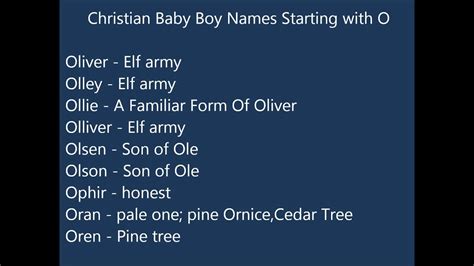 Most popular baby christian boys names with meanings. Christian Baby Boy Names O - YouTube