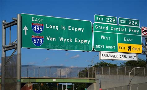 Interstate 678 And 495 East Street Signs In New York Editorial