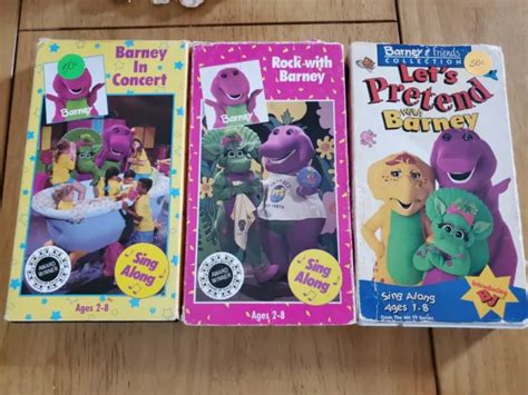Barney Vhs Lot Rock With Barney Barney In Concert And Lets Pretend