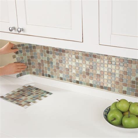Multi Colored Adhesive Mosaic Backsplash Tiles For Kitchen And Bathroom