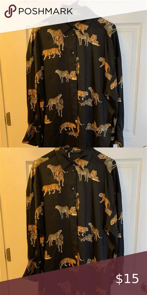 Tiger And Cheetah Printed Blouse Tunic From Zara Never Worn Before