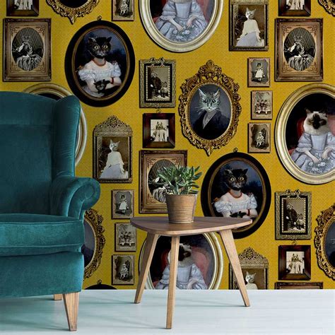 A Cavalcade Of Cats By Graduate Collection Mustard Wallpaper