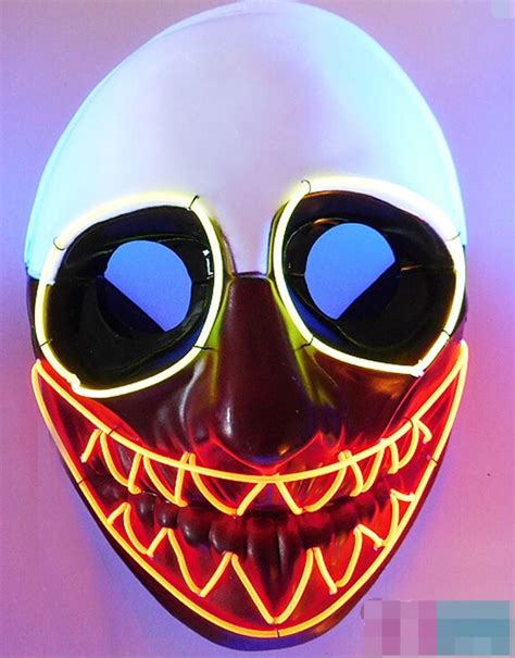 El Wire Mask Light Up Neon Macabre Clown Led Mask For Halloween