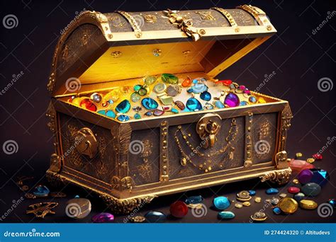 Treasure Chest Overflowing With Gold And Jewels Stock Photo Image Of