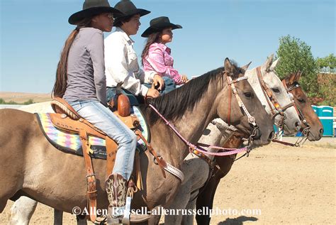 Barrel Racers At Crow Fair Indian Rodeo On Crow Indian
