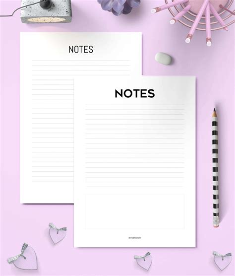 Printable Note Pages 10 Designs Shinesheets