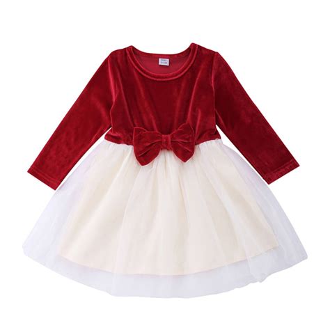 Xinhuaya 3m 9t Toddler Baby Girl Christmas Dress Long Sleeve Velvet